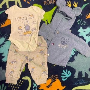 Disney Cream and Gray Mickey Mouse Kids Matching Set
